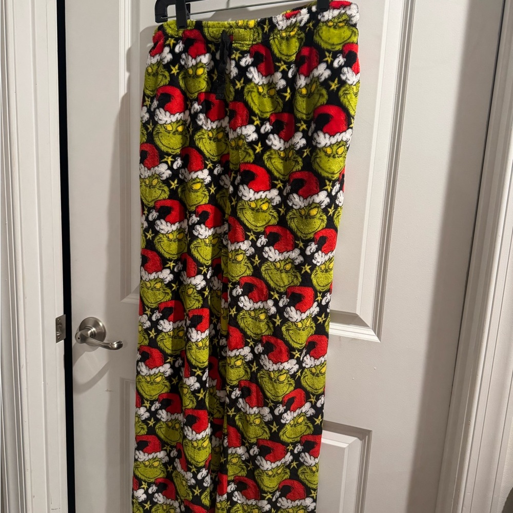 Dr. Seuss Grinch Fleece Pants Green and Black Size M